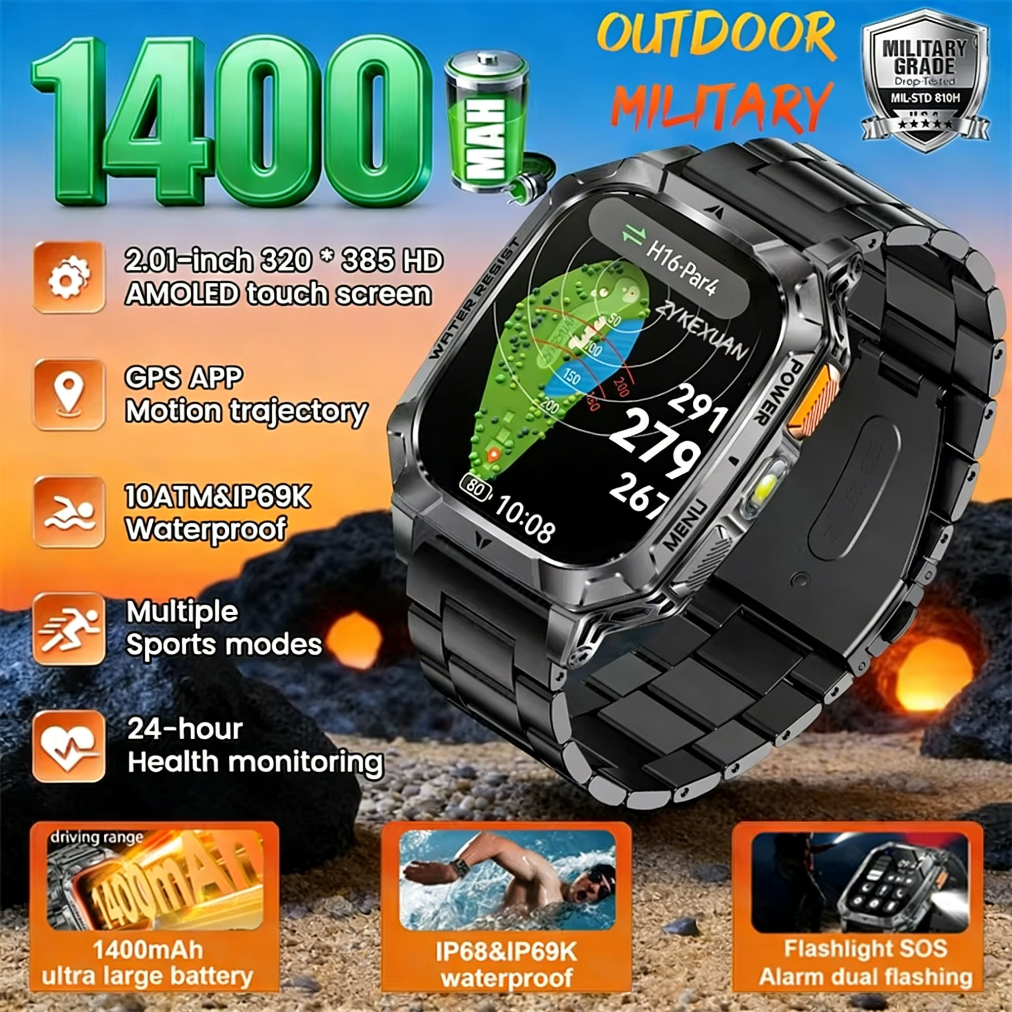 Smartwatch Watches For Men With Gps - New 2026 Smartwatch Sports HD AMOLED
