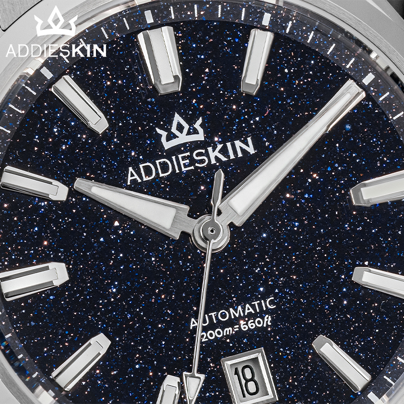 Luminous Dial Face - ADDIESKIN K010 Blue Goldstone Dial Watch