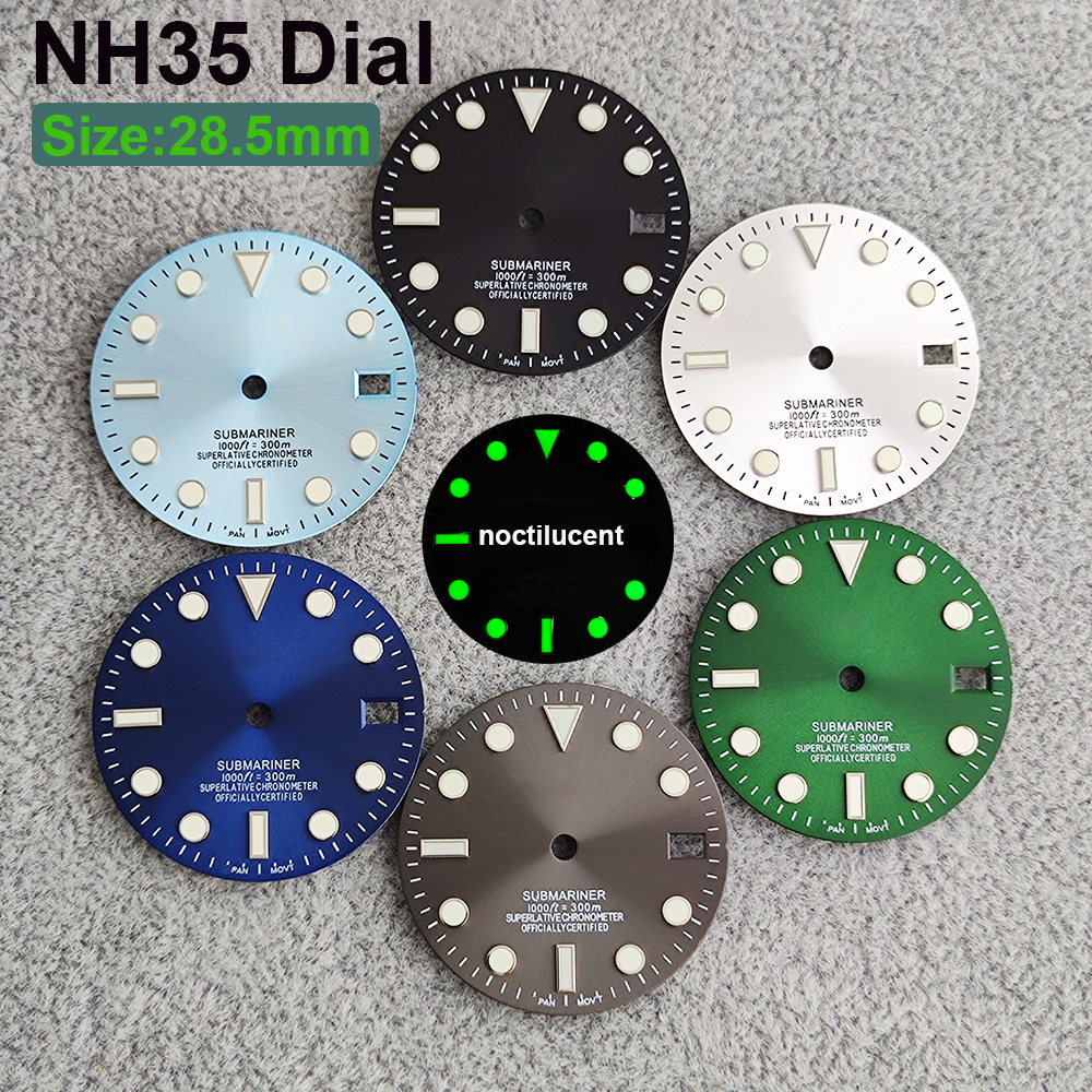 Luminous Dial Face - NH35 28.5mm green luminous S logo