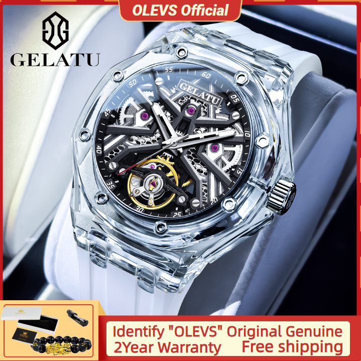 Leather Watch Strap - GELATU 8002 Automatic Mechanical Men's Watch