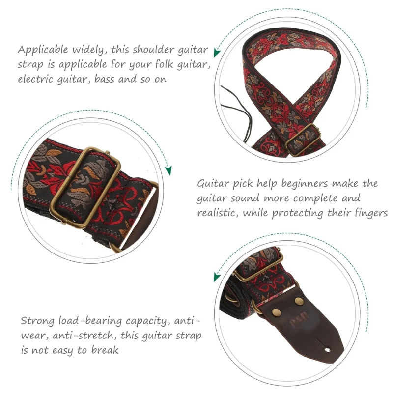 Miwayer Vintage Flowers Guitar - Leather Watch Strap 评论和价格