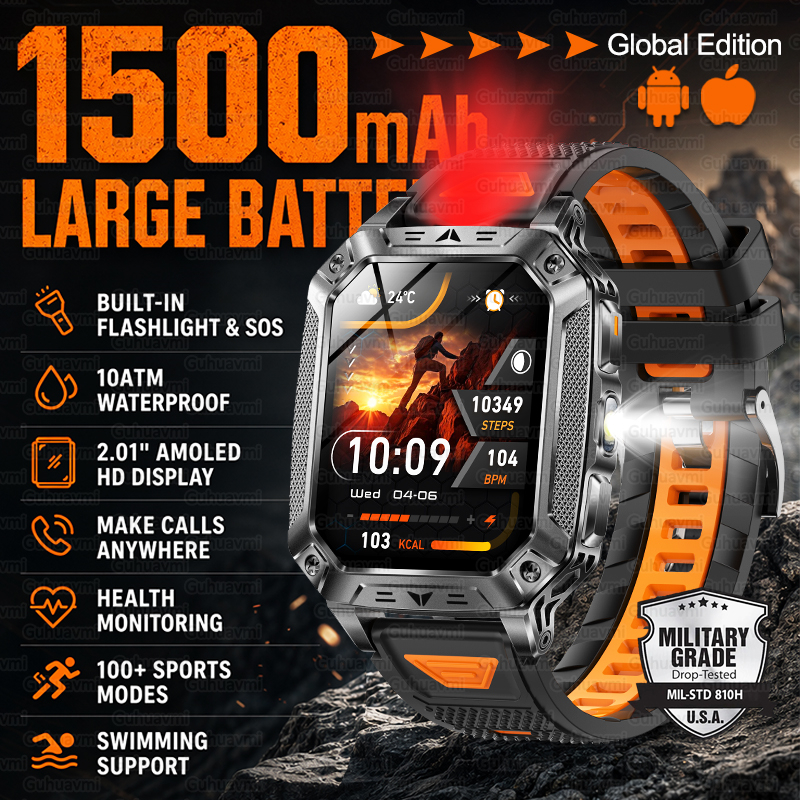 New 1500mAh Military Outdoor S - Smartwatch Watches For Men With Gps 评论和价格