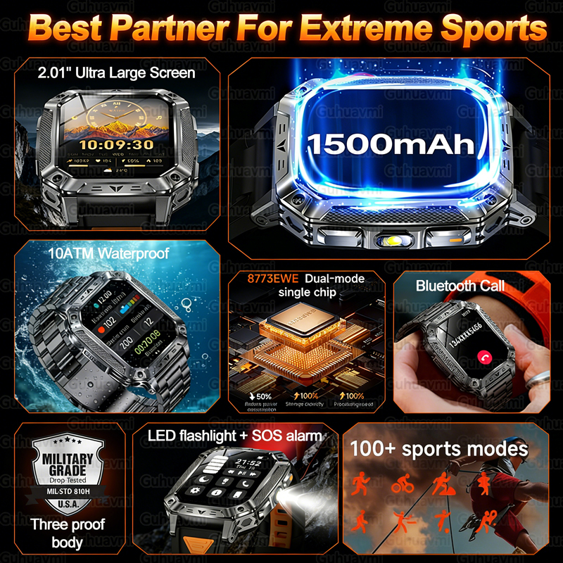 New 1500mAh Military Outdoor S - Smartwatch Watches For Men With Gps 评论和价格