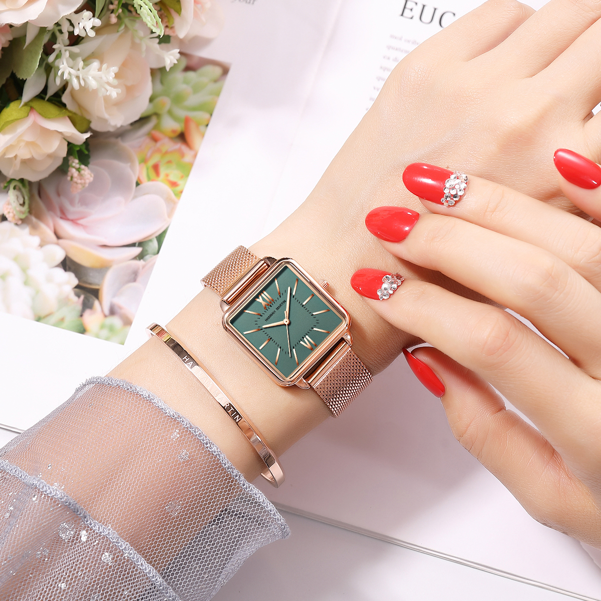 Ladies Square High Quality Sta - Anti-Magnetic Watch 评论和价格
