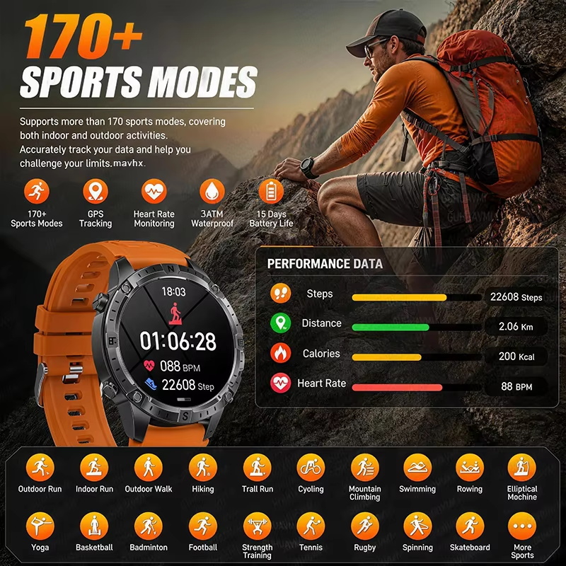 2026New Outdoor Military GPS N - Smartwatch Watches For Men With Gps 评论和价格