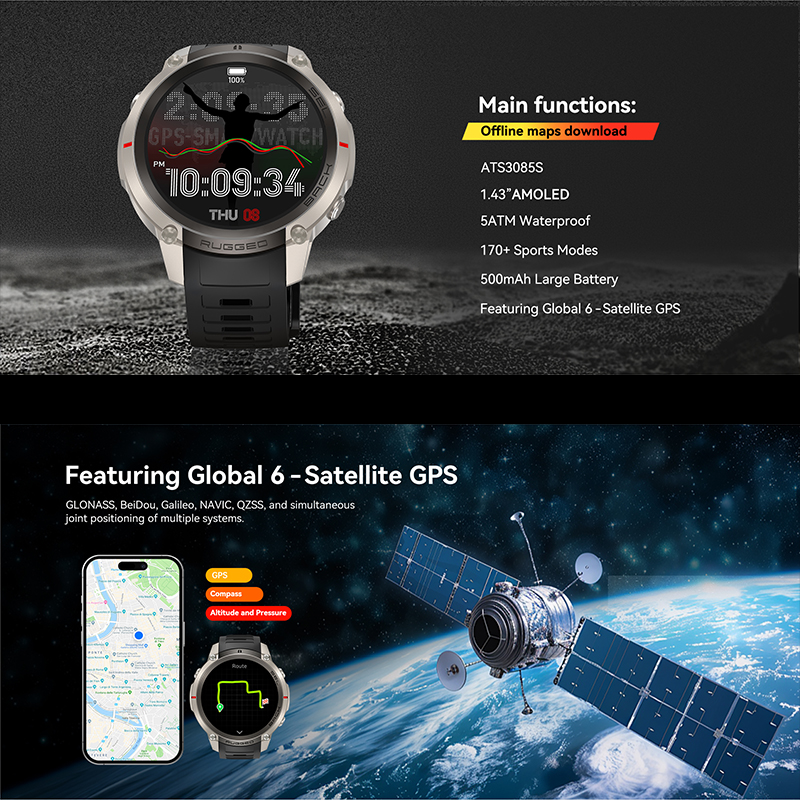 Global Six Satellite GPS Posit - Smartwatch Watches For Men With Gps 评论和价格