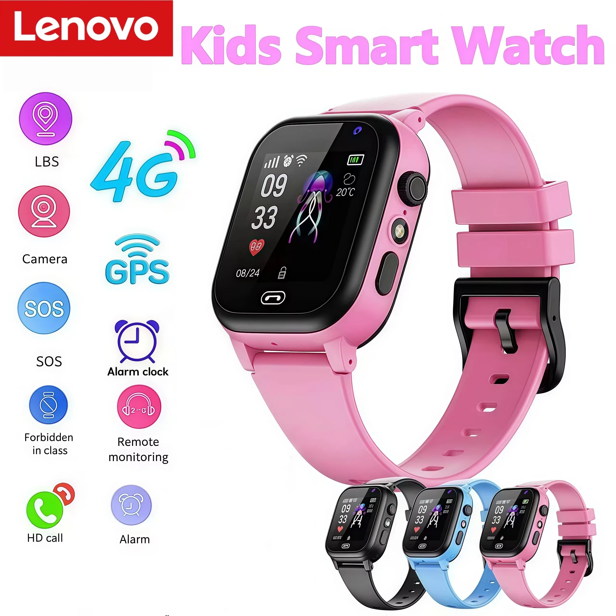 Lenovo Kids Smart Watch SOS Wi - Smartwatch Watches Gift For Boys With Gps 评论和价格