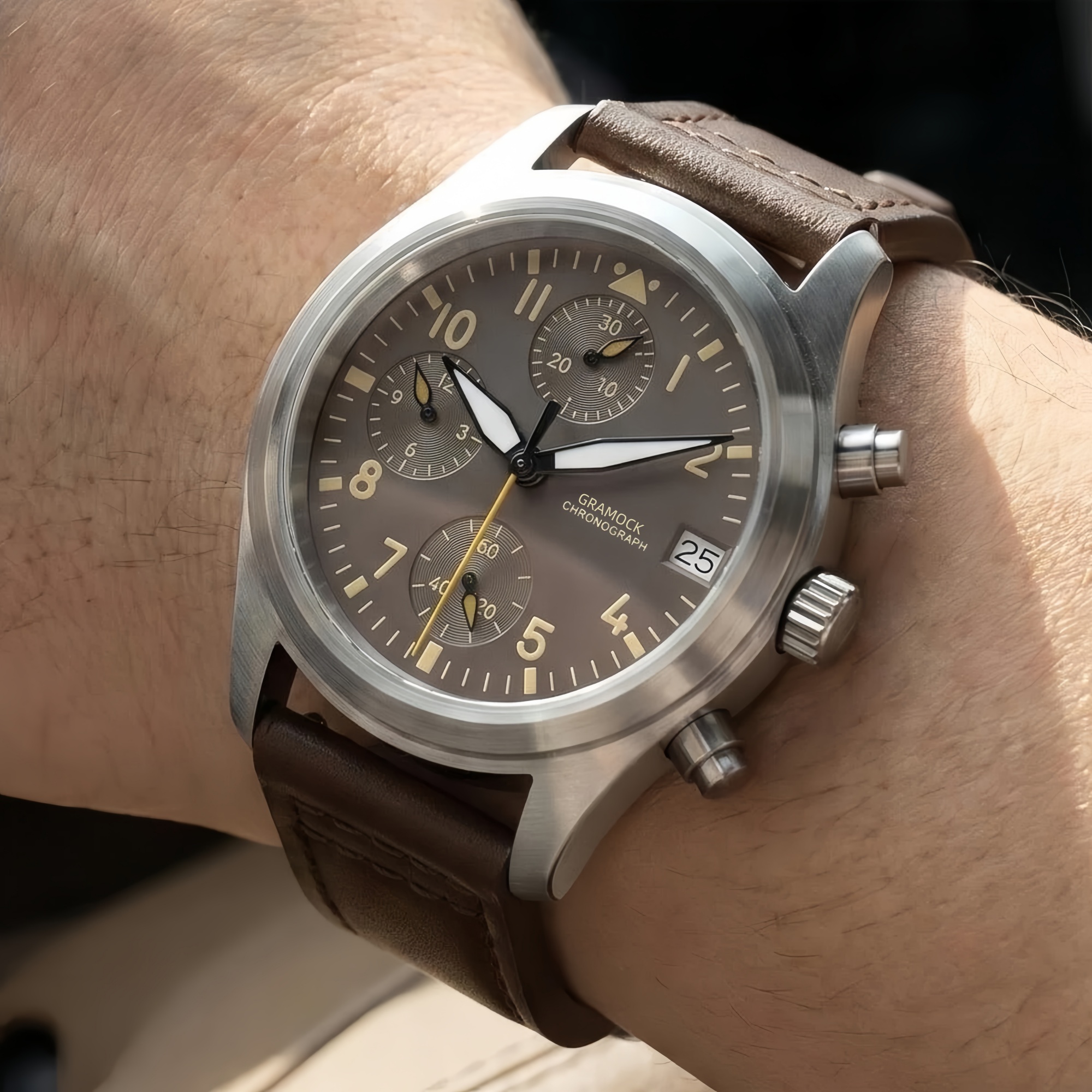 Men's 38mm Steel Dive Vintage  - Leather Watch Strap 评论和价格