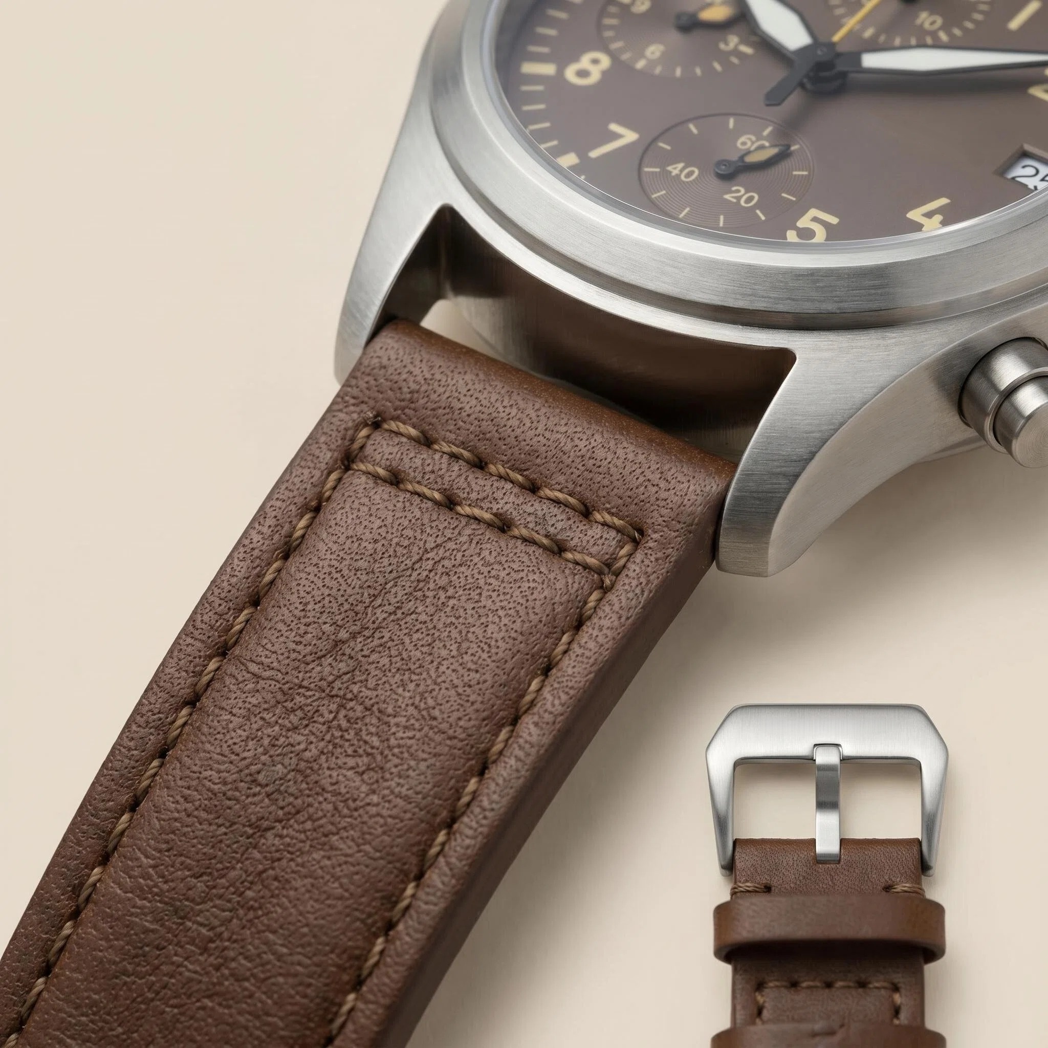 Men's 38mm Steel Dive Vintage  - Leather Watch Strap 评论和价格