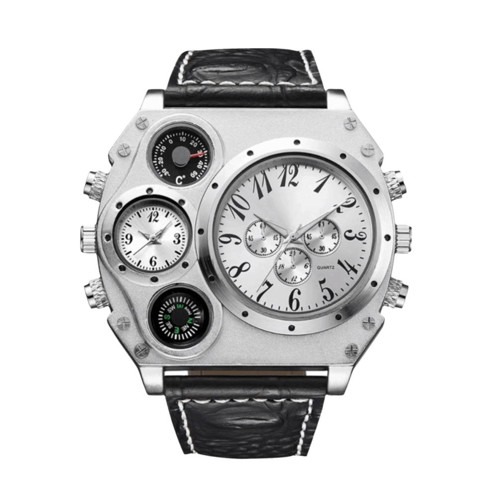 PU Leather Strap Big Face Watc - Luminous Dial Face 评论和价格