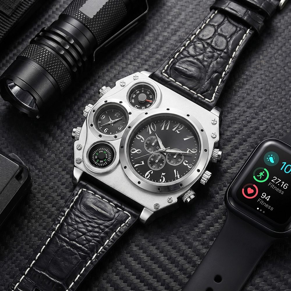 PU Leather Strap Big Face Watc - Luminous Dial Face 评论和价格