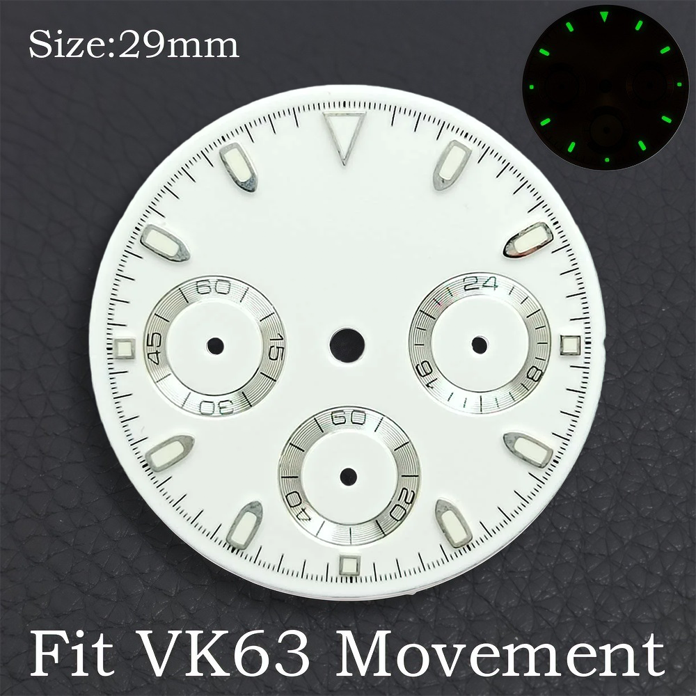 VK63 29mm Dial Watch Hands Gre - Luminous Dial Face 评论和价格