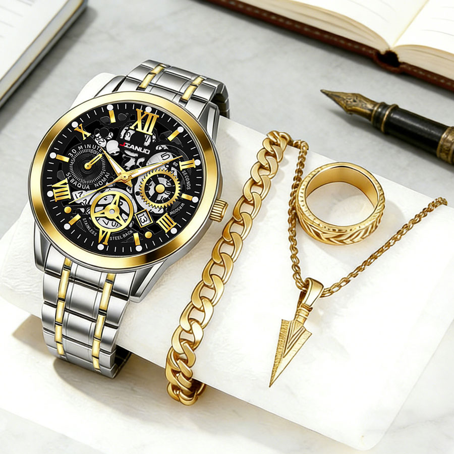 Business luxury men's steel ba - Smartwatch Ring Watches 评论和价格
