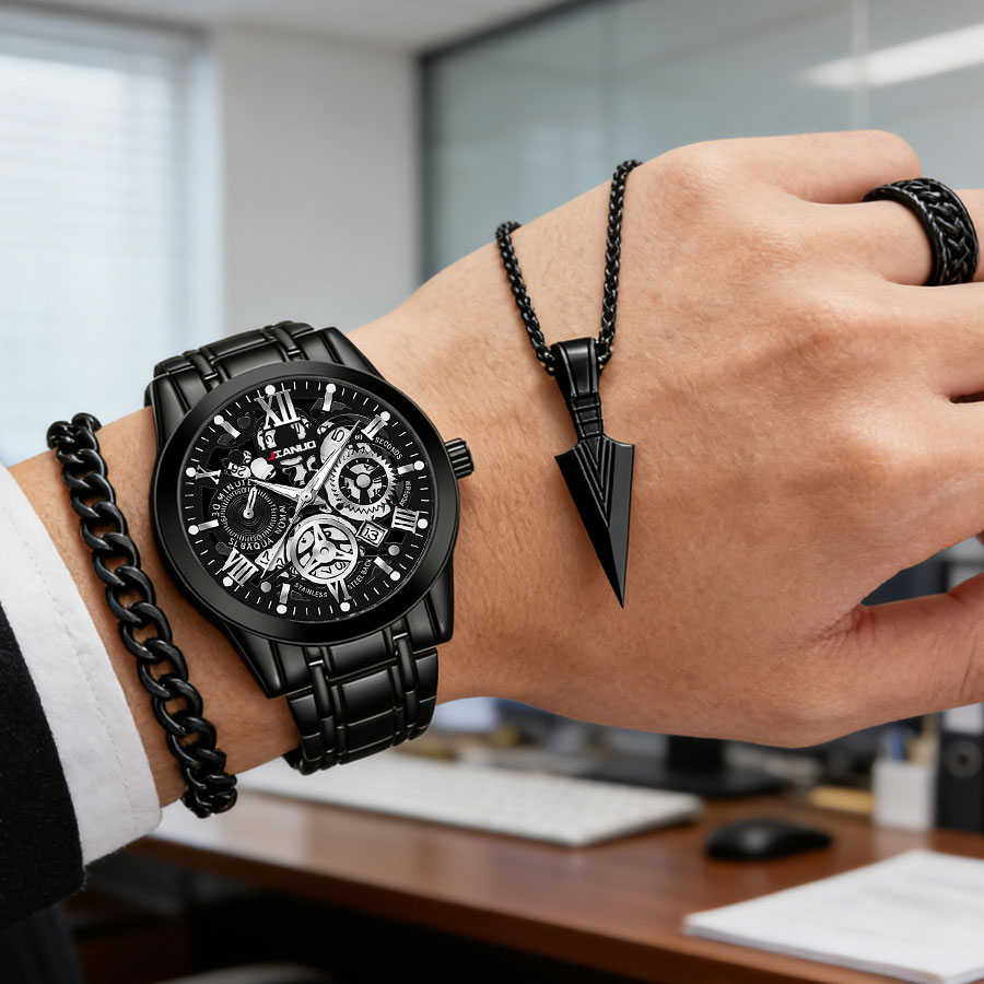 Business luxury men's steel ba - Smartwatch Ring Watches 评论和价格