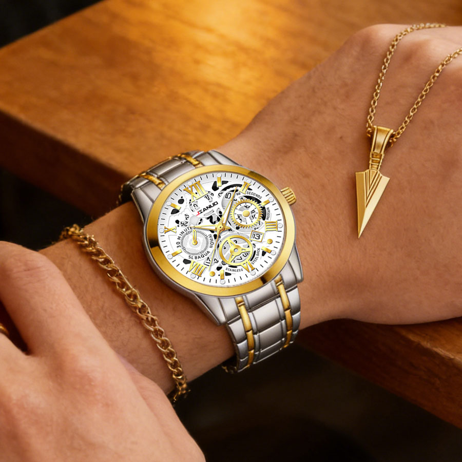 Business luxury men's steel ba - Smartwatch Ring Watches 评论和价格