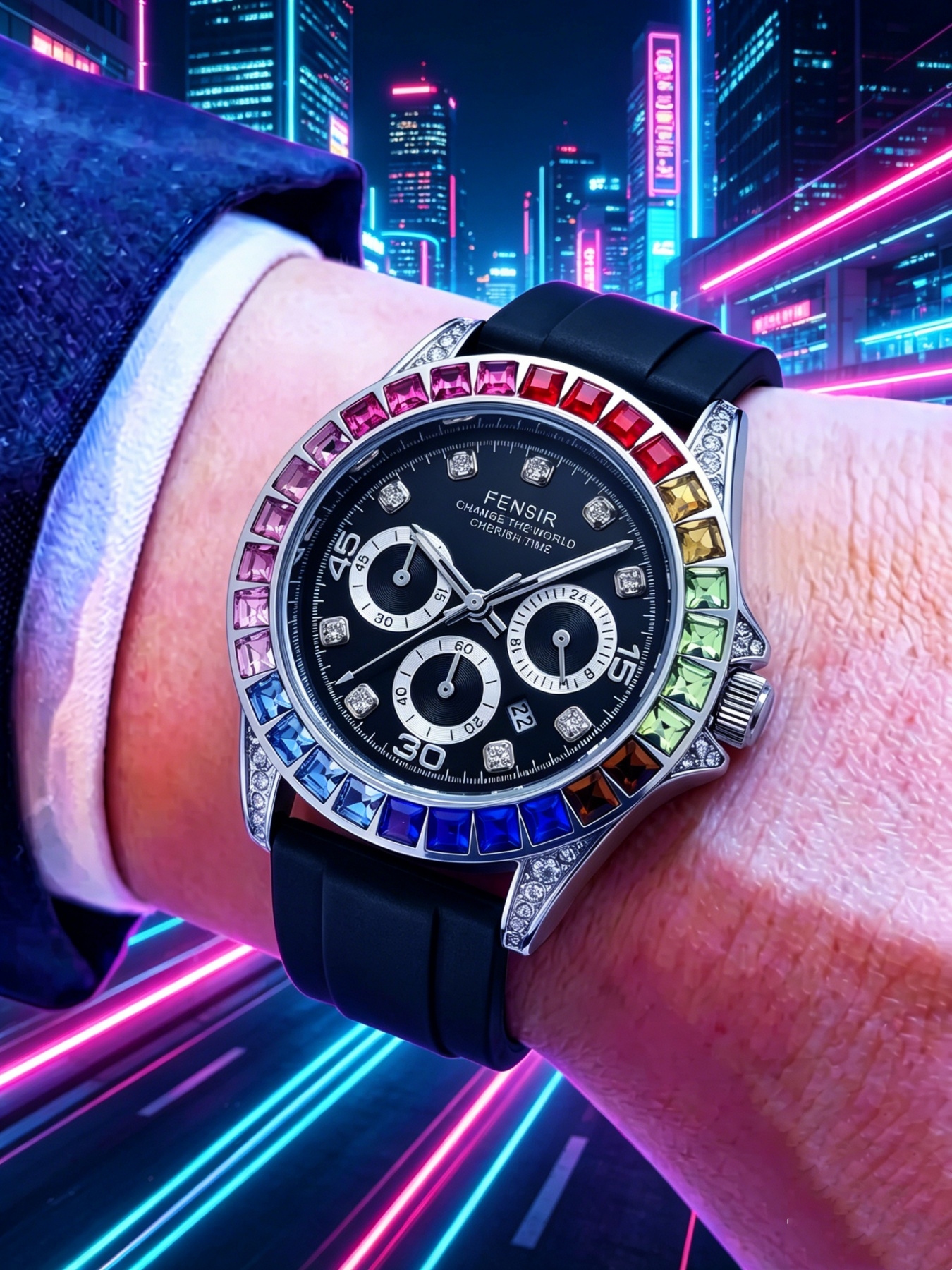 Rainbow Crystal Diamond Ring M - Smartwatch Ring Watches 评论和价格