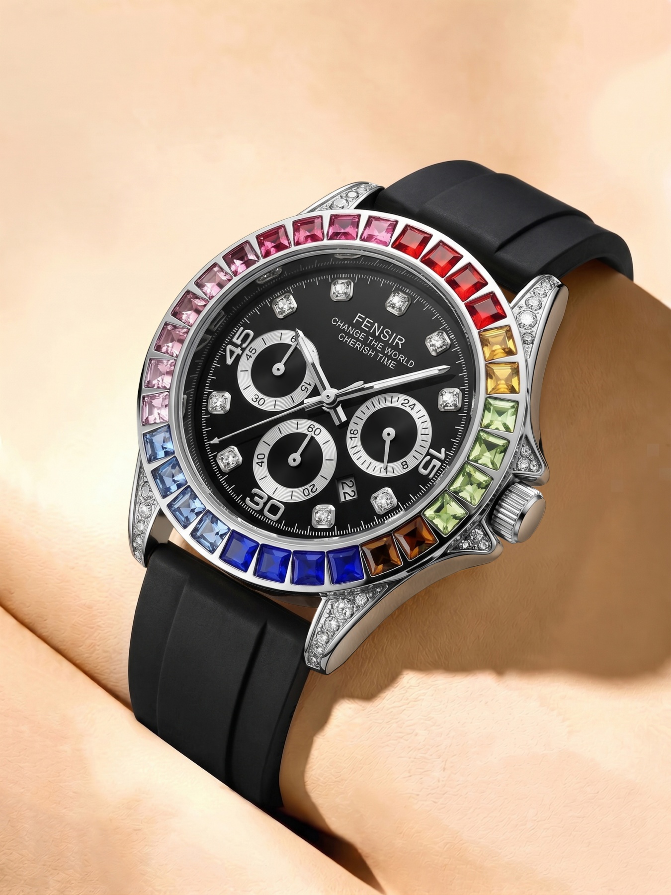 Rainbow Crystal Diamond Ring M - Smartwatch Ring Watches 评论和价格