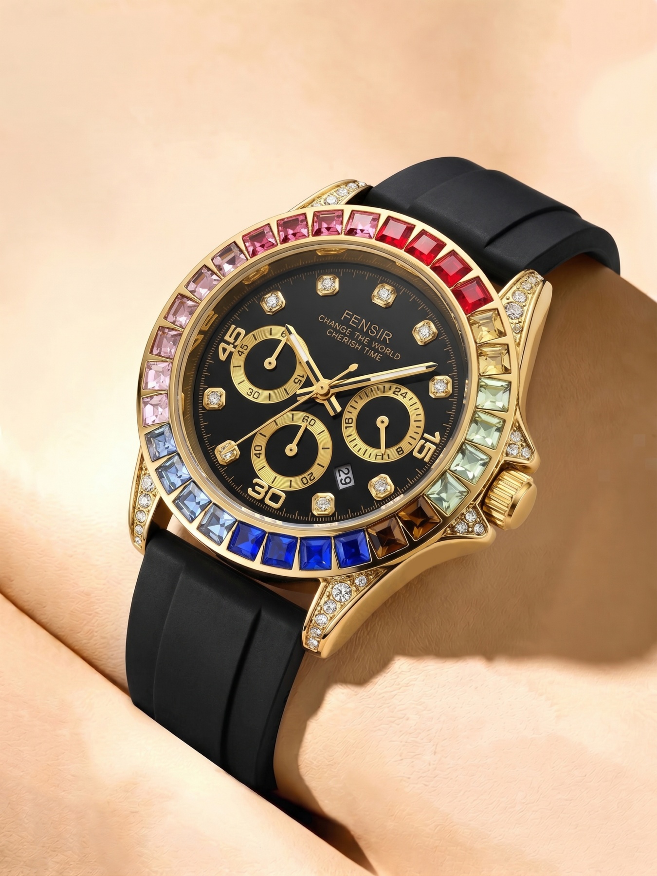 Rainbow Crystal Diamond Ring M - Smartwatch Ring Watches 评论和价格