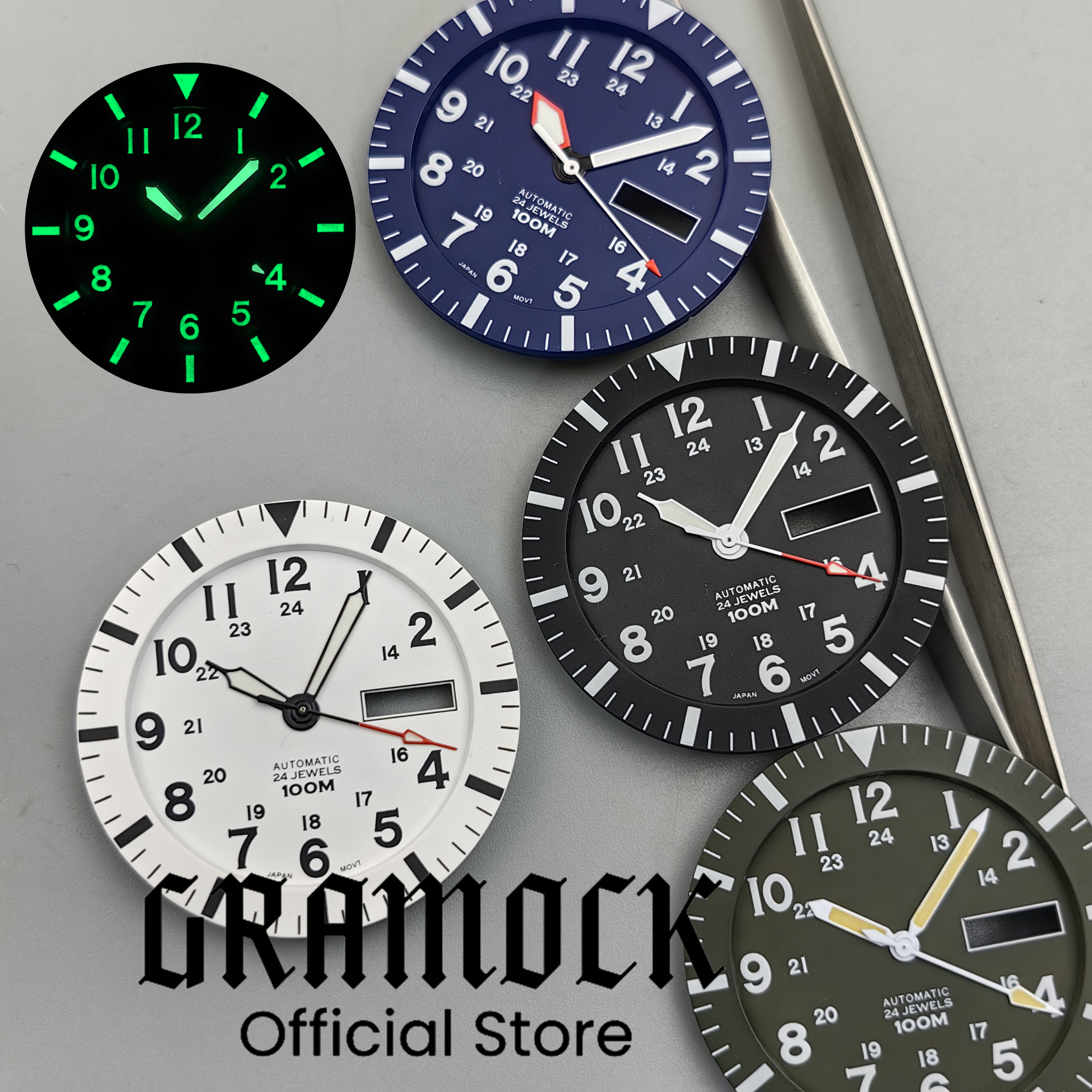 Gramock Vintage NH36 Face 34.3 - Luminous Dial Face 评论和价格