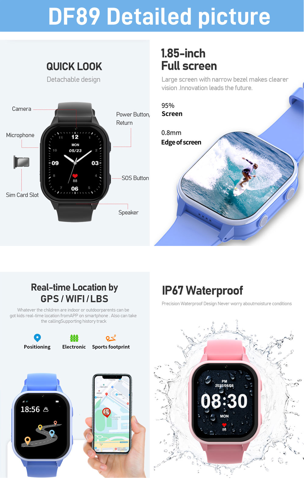 2G 4G Kids Smart Watch Phone G - Smartwatch Watches For Kid Boy Waterproof 评论和价格