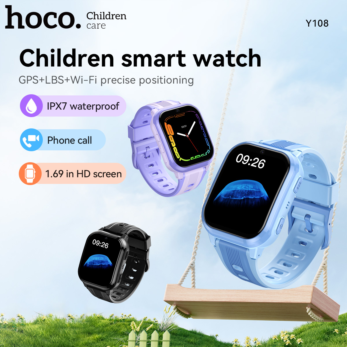 HOCO Y108 1.69inch HD LCD Curv - Smartwatch Watches For Kid Boy Waterproof 评论和价格