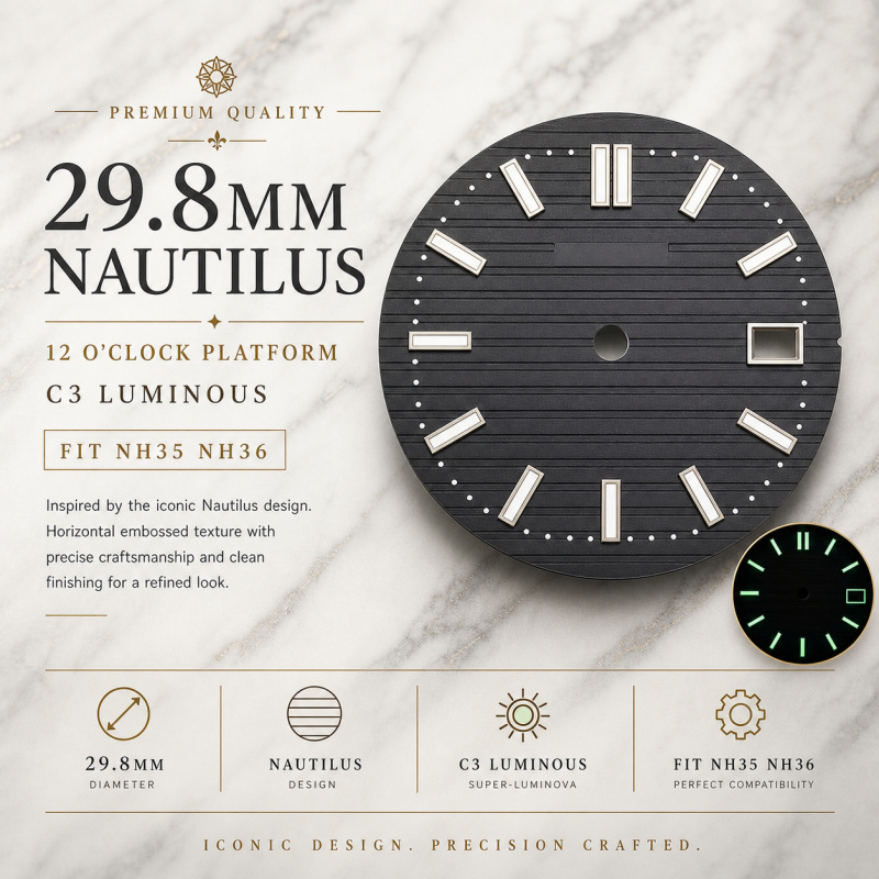 NH35 Nautilus 29.8mm watch dia - Luminous Dial Face 评论和价格